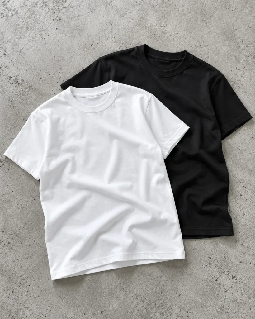 Camisetas de algodón orgánico gramaje alto en blanco y negro
